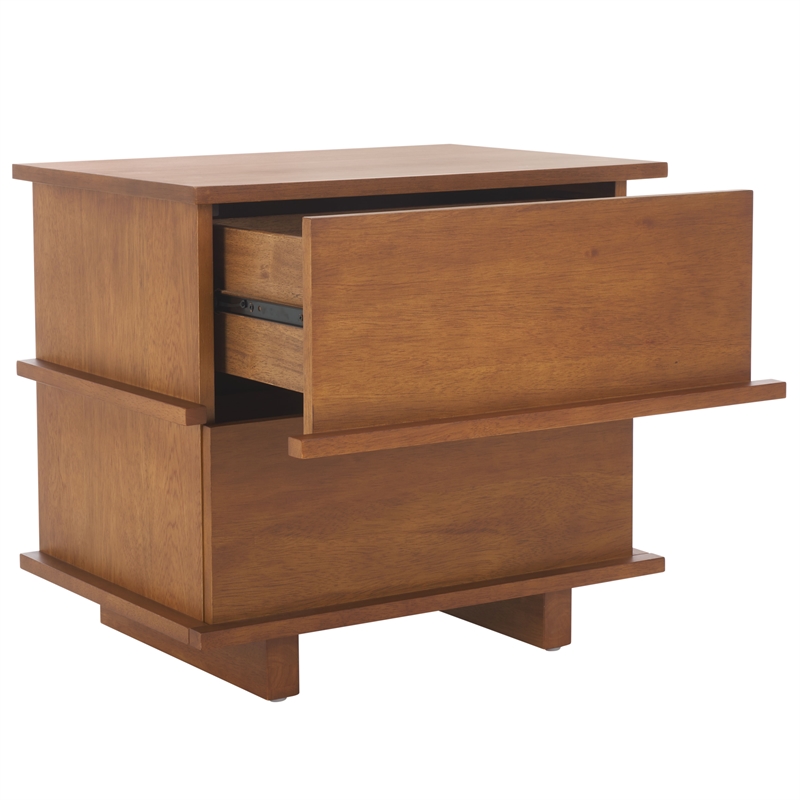 Safavieh Rodney Metal and Wood 2 Drawer Nightstand in Walnut