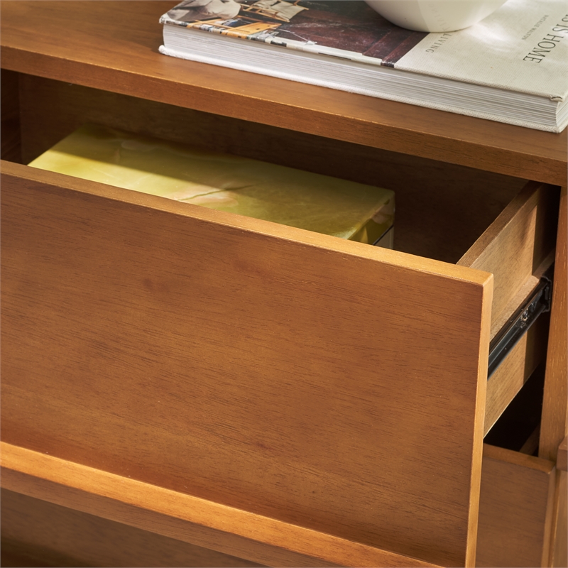 Safavieh Rodney Metal and Wood 2 Drawer Nightstand in Walnut