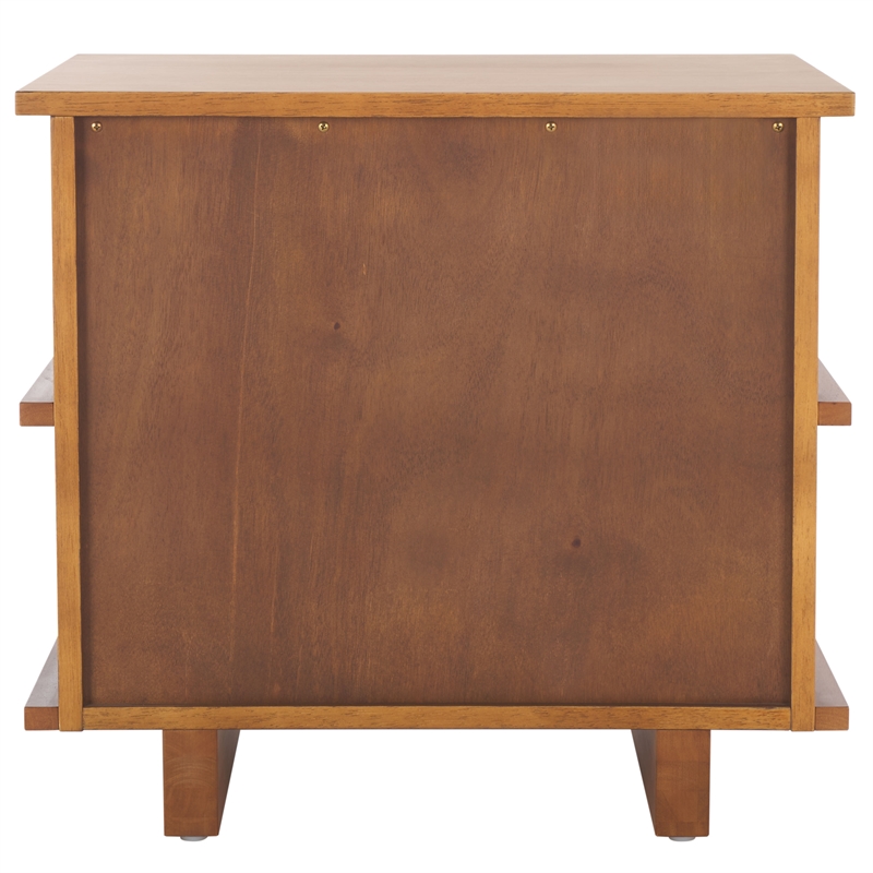 Safavieh Rodney Metal and Wood 2 Drawer Nightstand in Walnut