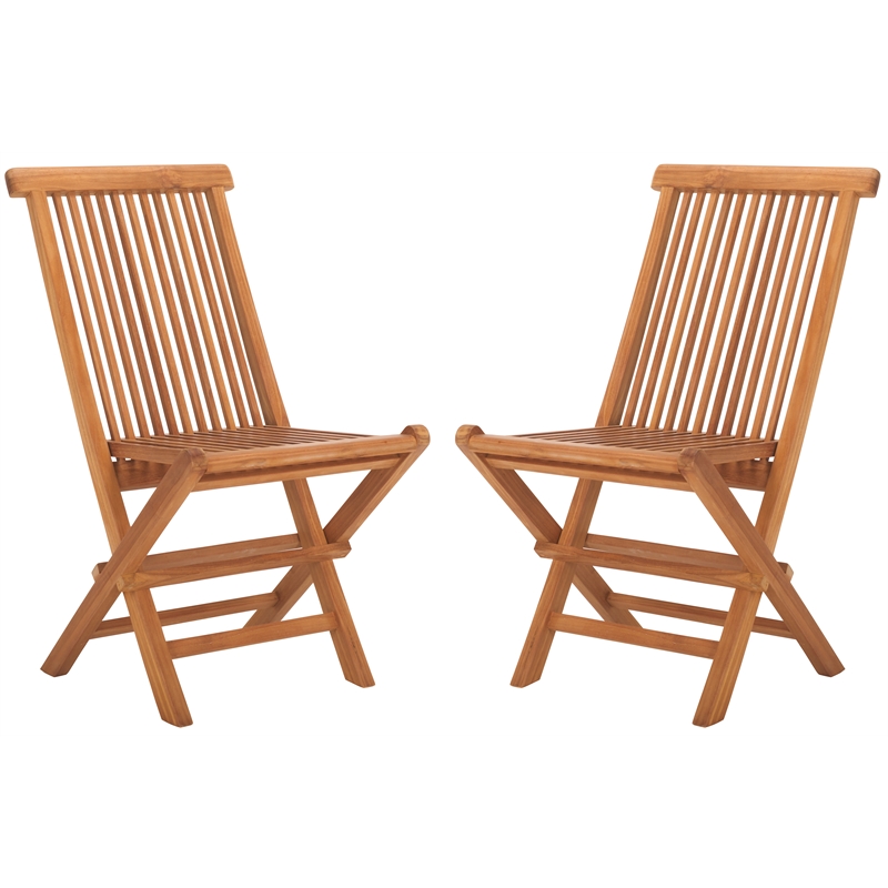 Safavieh Holly Solid Teak Wood Folding Chair in Natural