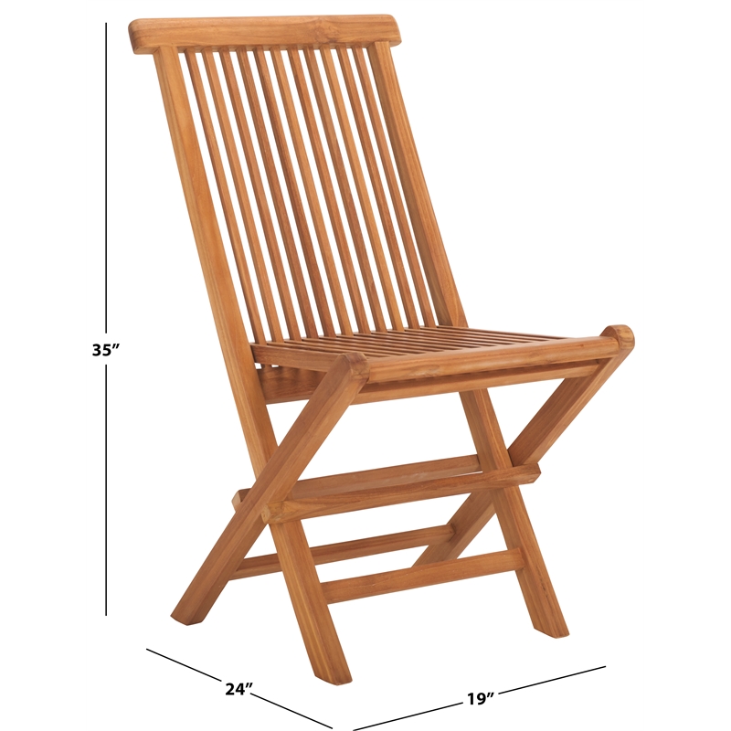 Safavieh Holly Solid Teak Wood Folding Chair in Natural