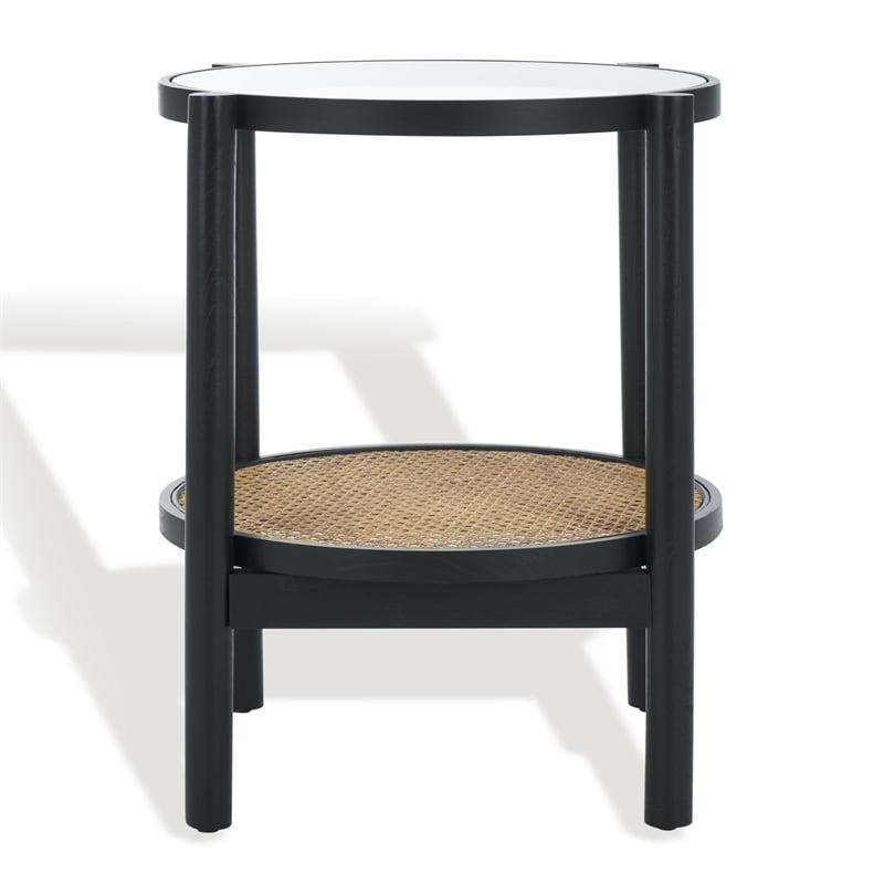 Safavieh Karyna Rattan And Glass Accent Table in Black / Natural