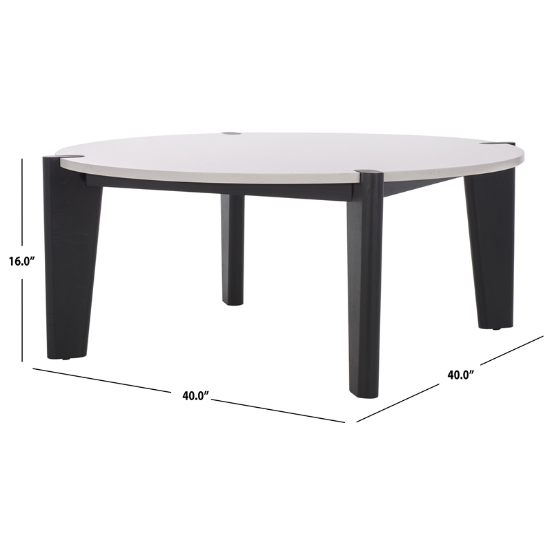 Safavieh Garcia Marble Top and Elm Wood Coffee Table in Black / White
