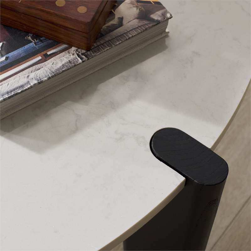 Safavieh Garcia Marble Top and Elm Wood Coffee Table in Black / White