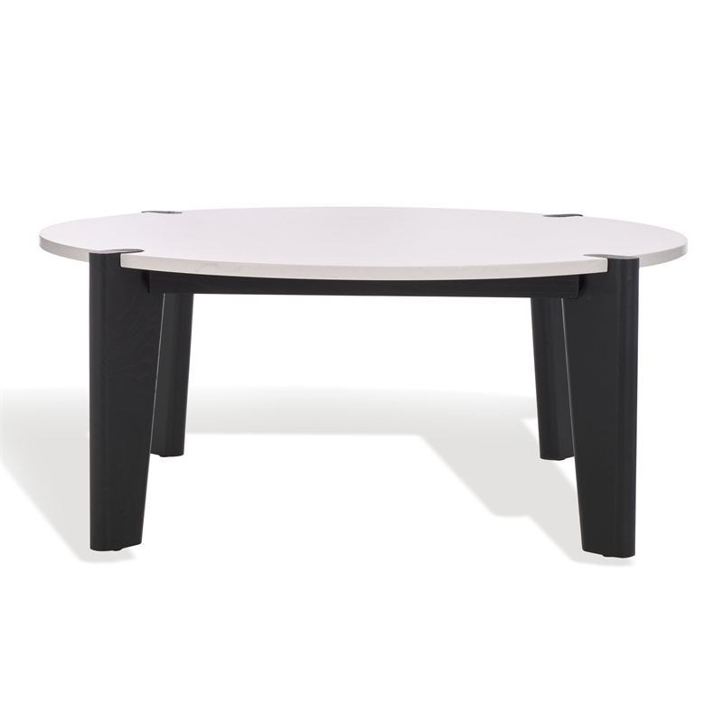 Safavieh Garcia Marble Top and Elm Wood Coffee Table in Black / White