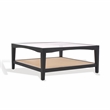 Safavieh Nicolella Square Glass and Linen Coffee Table in Black