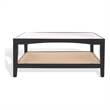 Safavieh Nicolella Square Glass and Linen Coffee Table in Black