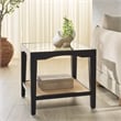 Safavieh Nicolella Square Glass and Linen Accent Table in Black