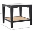 Safavieh Nicolella Square Glass and Linen Accent Table in Black
