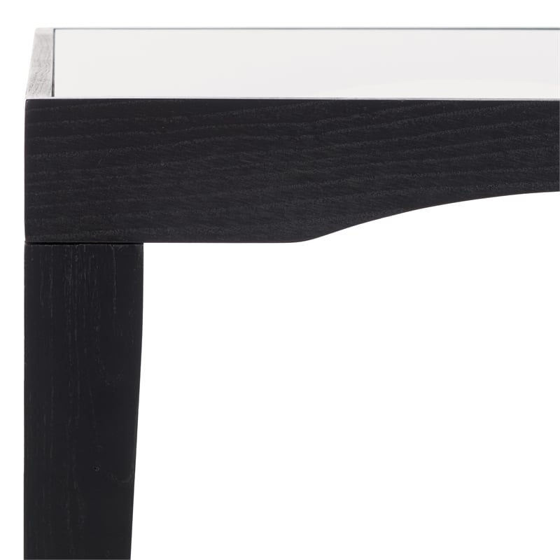Safavieh Nicolella Square Glass and Linen Accent Table in Black
