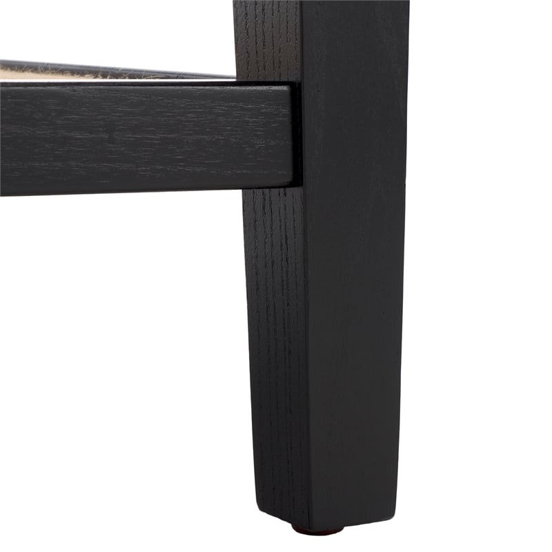 Safavieh Nicolella Square Glass and Linen Accent Table in Black