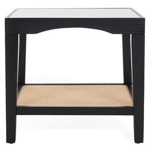 Safavieh Nicolella Square Glass and Linen Accent Table in Black