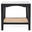 Safavieh Nicolella Square Glass and Linen Accent Table in Black