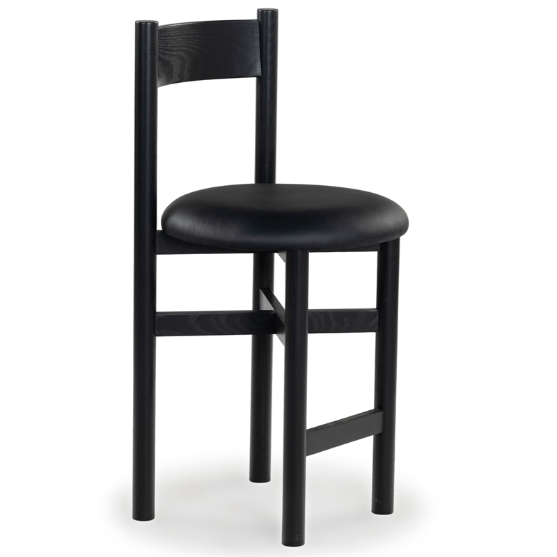 Safavieh Tayla Wood and Leather Counter Stool in Black