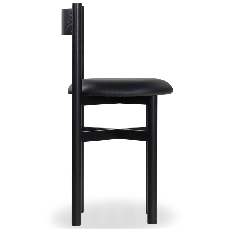 Safavieh Tayla Wood and Leather Counter Stool in Black
