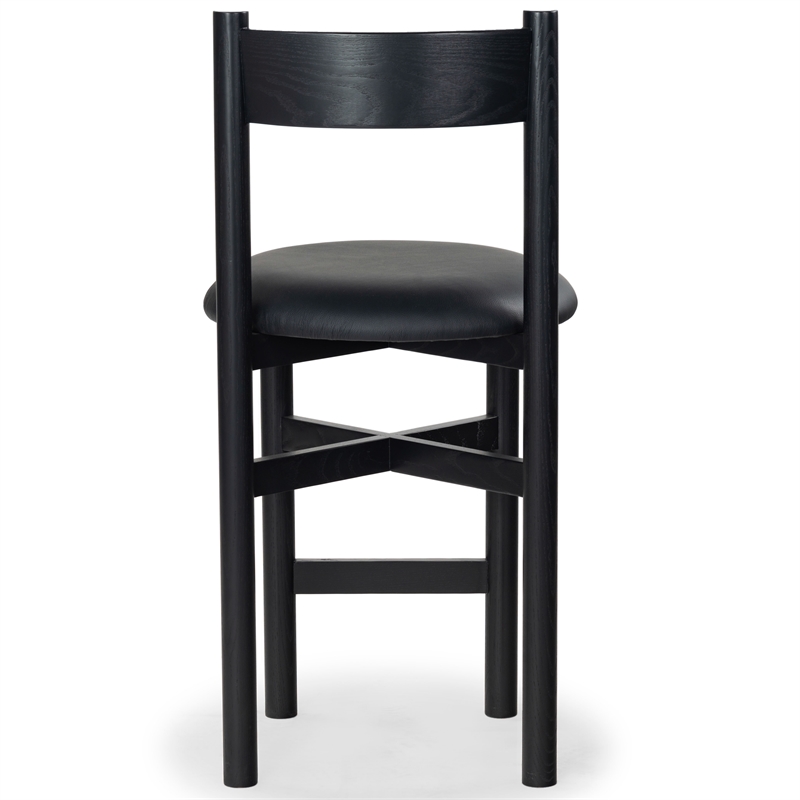 Safavieh Tayla Wood and Leather Counter Stool in Black