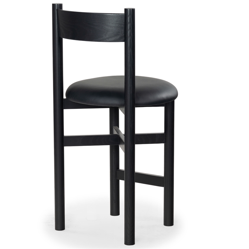 Safavieh Tayla Wood and Leather Counter Stool in Black