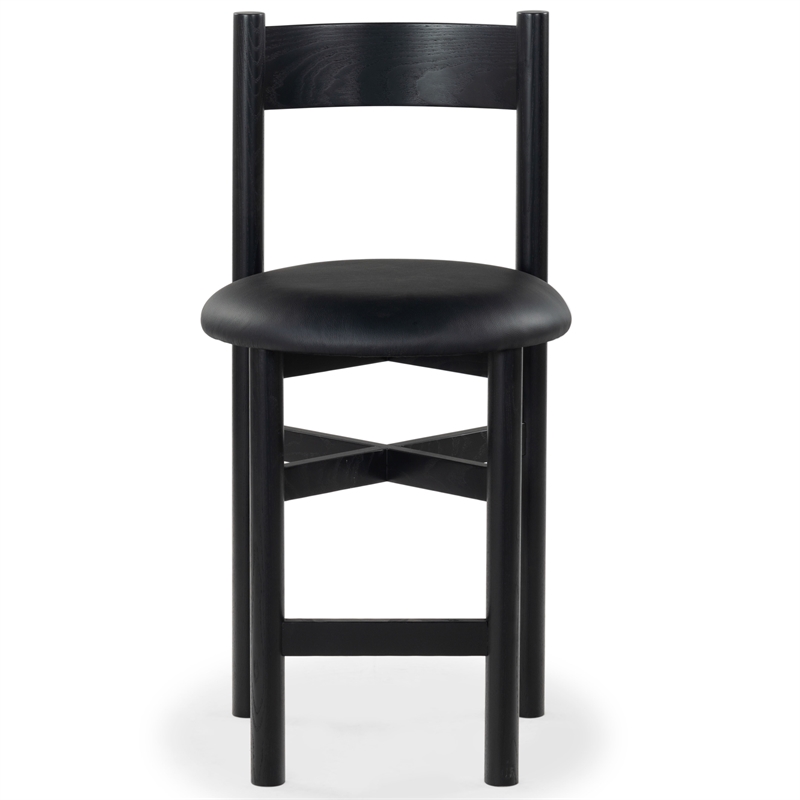 Safavieh Tayla Wood and Leather Counter Stool in Black