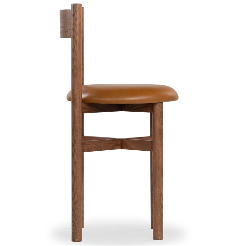 Safavieh Tayla Wood and Leather Counter Stool in Walnut / Brown