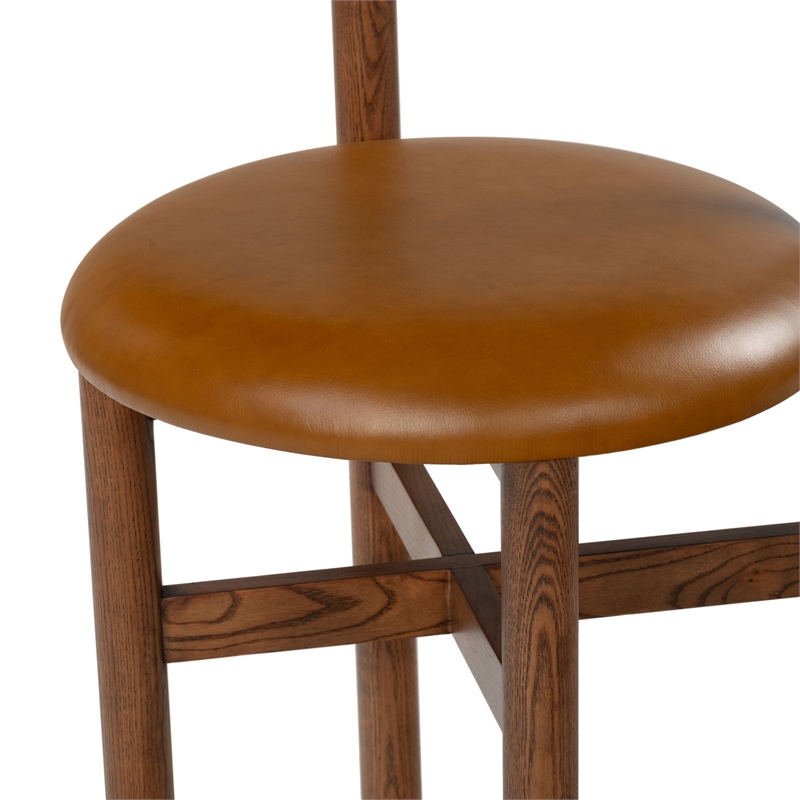 Safavieh Tayla Wood and Leather Counter Stool in Walnut / Brown