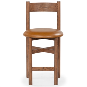 Safavieh Tayla Wood and Leather Counter Stool in Walnut / Brown