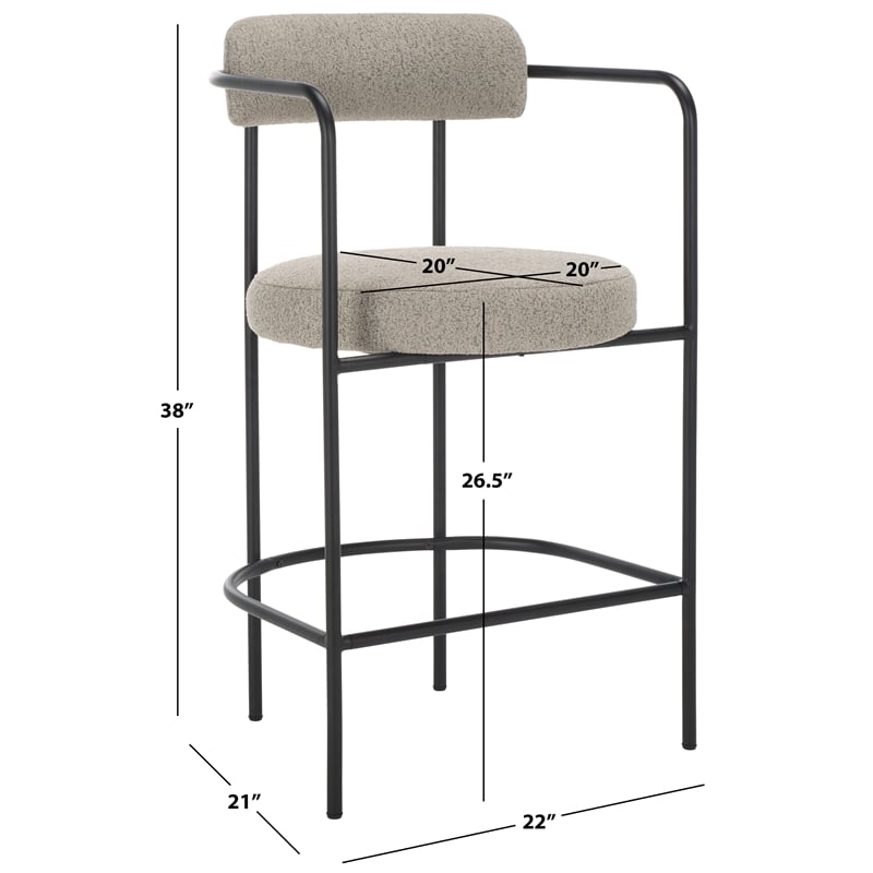 Safavieh Andrean Wood and Iron Arm Counter Stool in Gray / Black