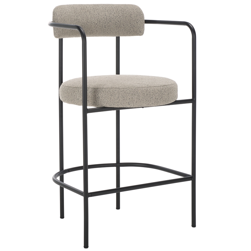 Safavieh Andrean Wood and Iron Arm Counter Stool in Gray / Black