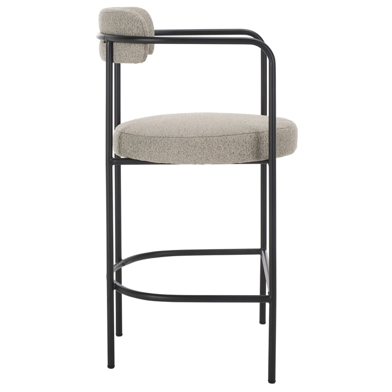 Safavieh Andrean Wood and Iron Arm Counter Stool in Gray / Black