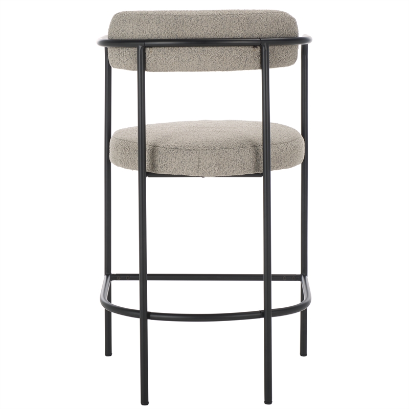 Safavieh Andrean Wood and Iron Arm Counter Stool in Gray / Black