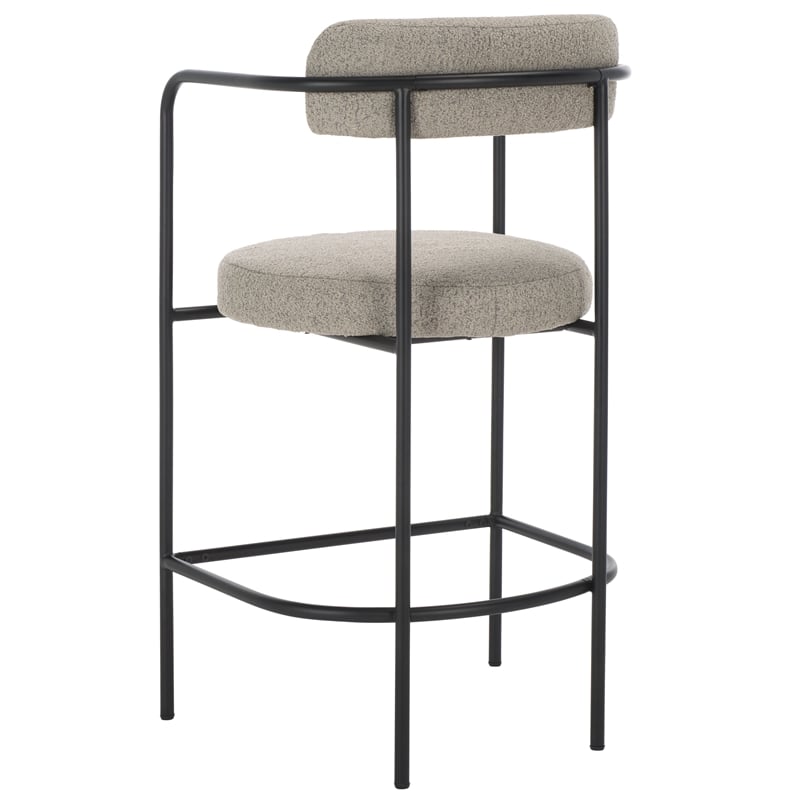 Safavieh Andrean Wood and Iron Arm Counter Stool in Gray / Black