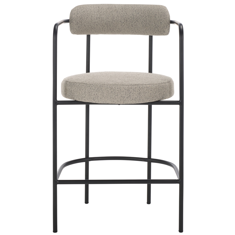 Safavieh Andrean Wood and Iron Arm Counter Stool in Gray / Black