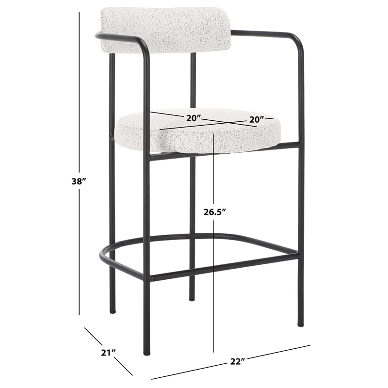 Safavieh Andrean Wood and Iron Arm Counter Stool in Black / White