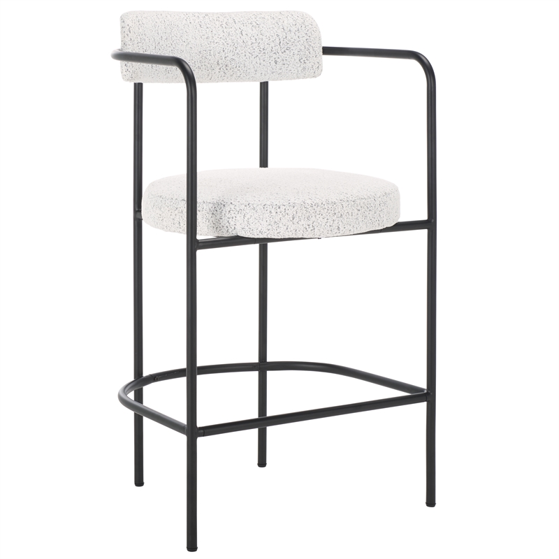 Safavieh Andrean Wood and Iron Arm Counter Stool in Black / White