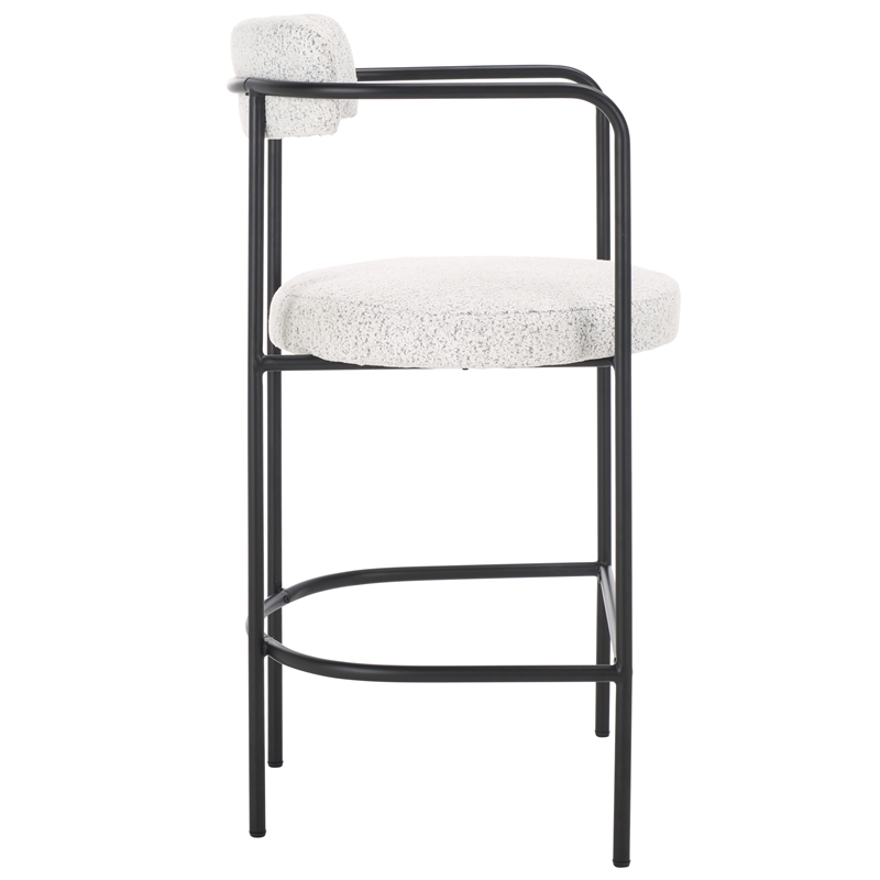 Safavieh Andrean Wood and Iron Arm Counter Stool in Black / White