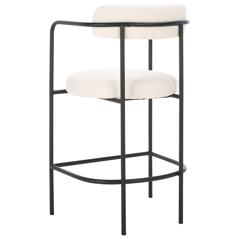 Safavieh Andrean Wood and Iron Arm Counter Stool in White / Black