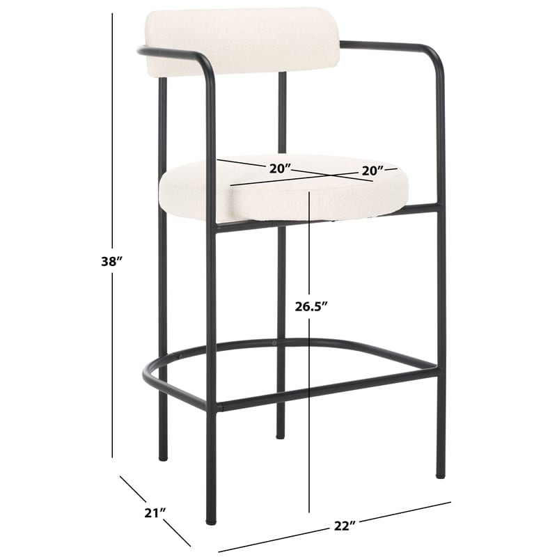 Safavieh Andrean Wood and Iron Arm Counter Stool in White / Black