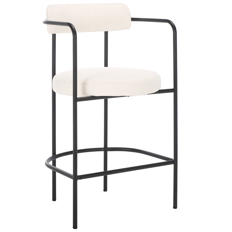 Safavieh Andrean Wood and Iron Arm Counter Stool in White / Black