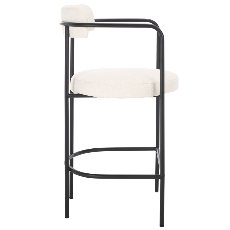 Safavieh Andrean Wood and Iron Arm Counter Stool in White / Black