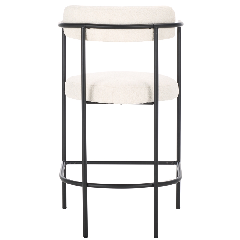 Safavieh Andrean Wood and Iron Arm Counter Stool in White / Black