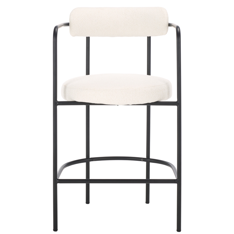Safavieh Andrean Wood and Iron Arm Counter Stool in White / Black