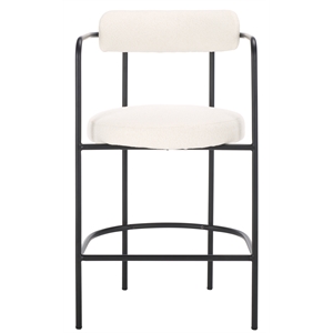 Safavieh Andrean Wood and Iron Arm Counter Stool in White / Black