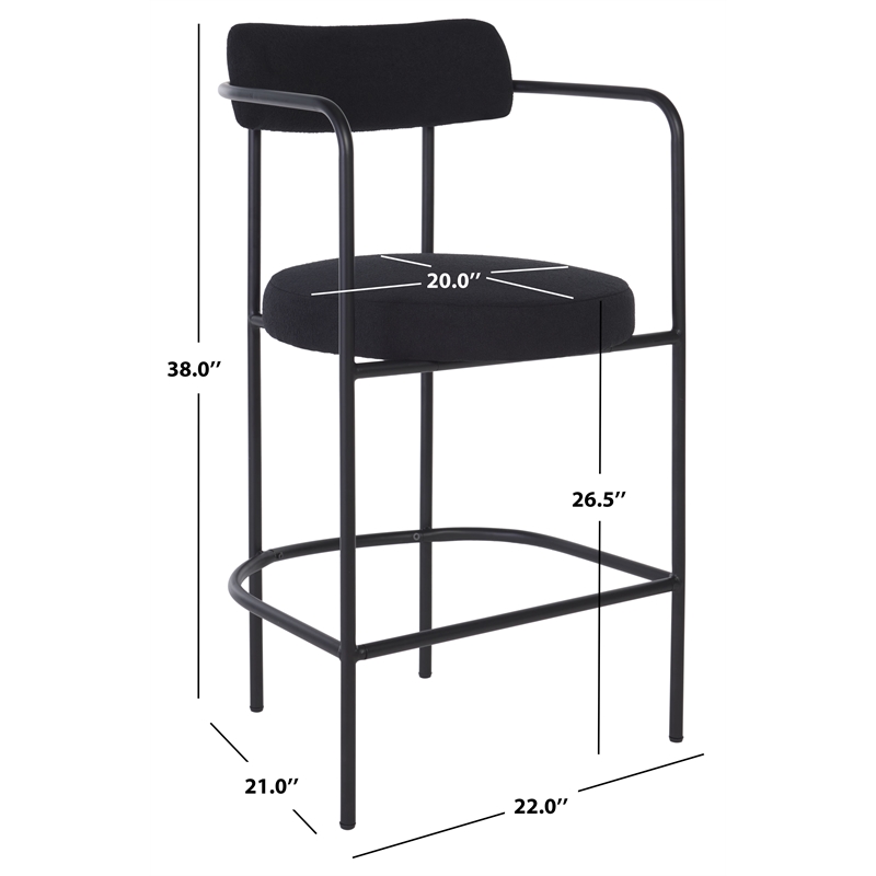 Safavieh Andrean Wood and Iron Arm Counter Stool in Black