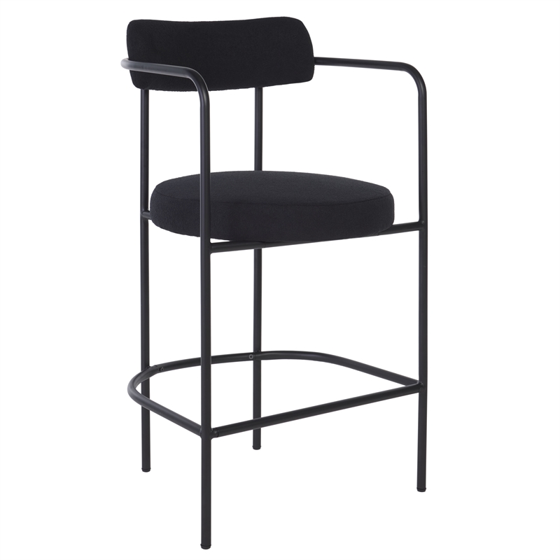 Safavieh Andrean Wood and Iron Arm Counter Stool in Black