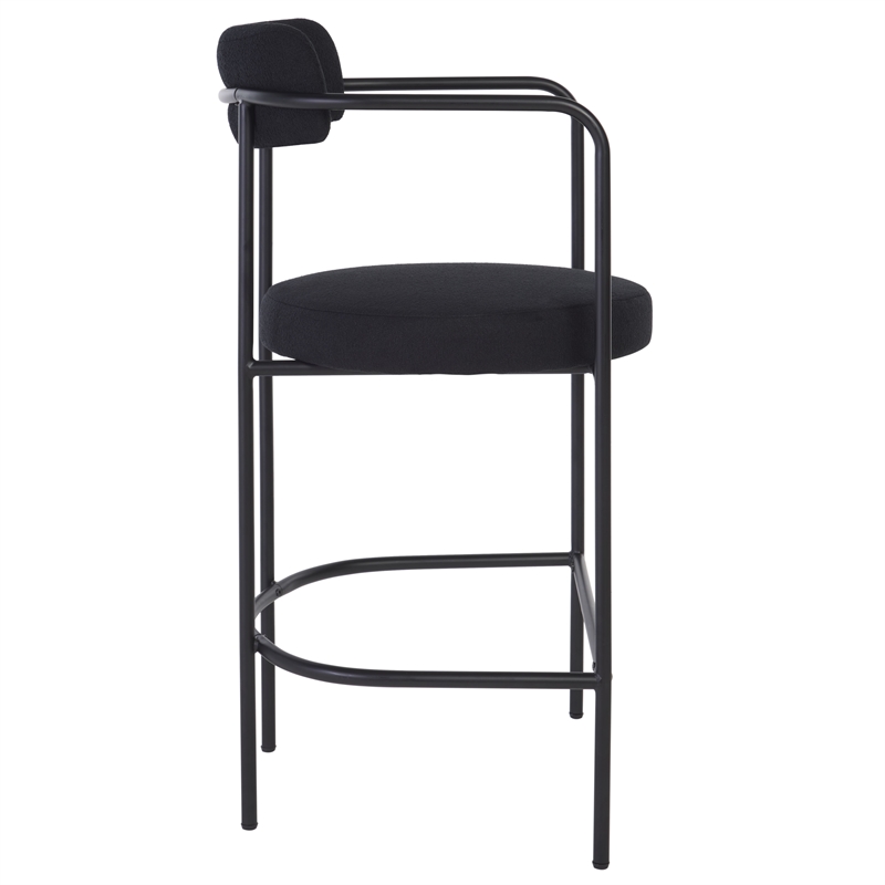 Safavieh Andrean Wood and Iron Arm Counter Stool in Black