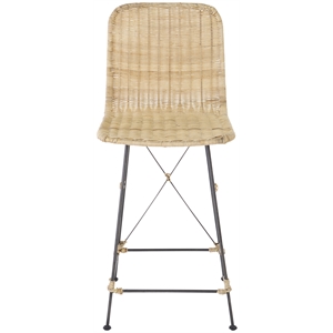 Safavieh Minerva Rattan and Iron Weaved Counter Stool in Natural / Black