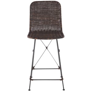 Safavieh Minerva Rattan and Iron Weaved Counter Stool in Brown / Black