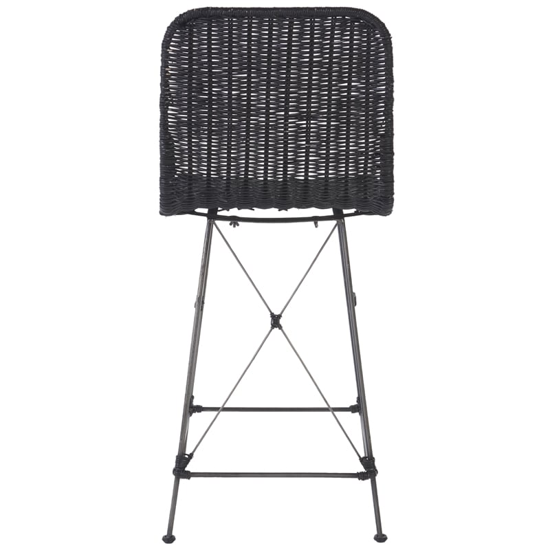 Safavieh Minerva Rattan and Iron Weaved Counter Stool in Black