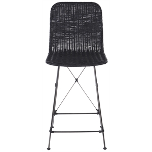 Safavieh Minerva Rattan and Iron Weaved Counter Stool in Black