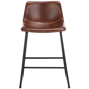 Safavieh Acela Wood and Iron Counter Stool in Brown / Black