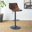 Safavieh Aelin Wood and Iron Adjustable Bar Stool in Brown / Black
